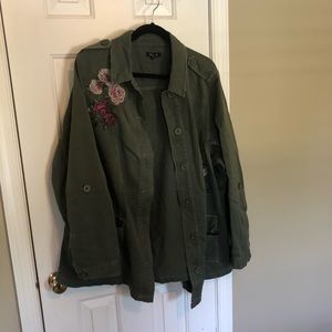 Embroidered distressed army style jacket